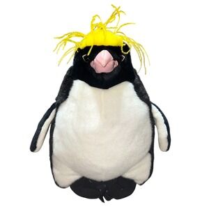 Vintage Discovery Channel Rockhopper / Macaroni Penguin Plush 1999 Large 15"